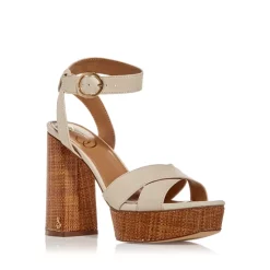 Best Sale ๐ฅ Sam Edelman ๐ฉ Women's Platform High Block Heel ๐ฉด Sandals Ivory ๐งจ