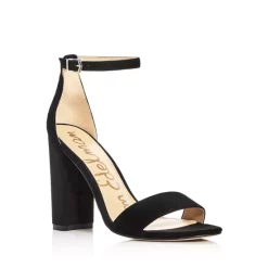 Wholesale 🔔 Sam Edelman Yaro Ankle Strap Block Heel 🩴 Sandals Black Suede 🤩