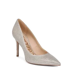 Budget 🛒 Sam Edelman 👩 Women's Hazel Pointed Toe High-Heel Pumps Light Gold Glitter Leather ⌛