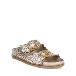 Flash Sale 💯 Sam Edelman 👩 Women's Oaklyn Woven Slides Gold 👍