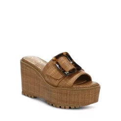 Outlet ❤️ Sam Edelman 👩 Women's Livi Slip On Platform Wedge 🩴 Sandals Cuoio 🛒