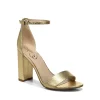 Discount 🎁 Sam Edelman 👩 Women's Yaro Almond Toe Gold High Heel 🩴 Sandals 🧨