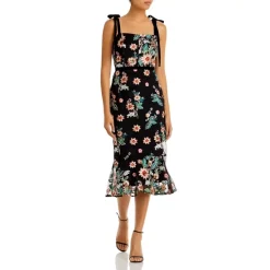 Promo 🎉 Sam Edelman Broken Floral Midi 👗 Dress Black Multi 🌟