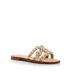 Coupon 💯 Sam Edelman 👩 Women's Bay Pearl Embellished Slide 🩴 Sandals 🥰