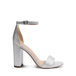 Hot Sale 💯 Sam Edelman 👩 Women's Yaro High Heel 🩴 Sandals Silver Metallic ⌛