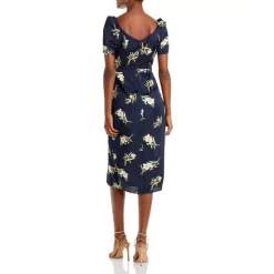 Best Sale 🎉 Sam Edelman Tossed Floral Midi Puff Sleeve Midi 👗 Dress Navy Multi 🧨 -US Sam Edelman Sales 2022 unnamed file 909